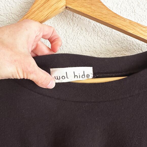 Wol Hide Maxi Dress Large Oversized Organic Cotton Black Lagenlook Minimalist - Picture 4 of 10